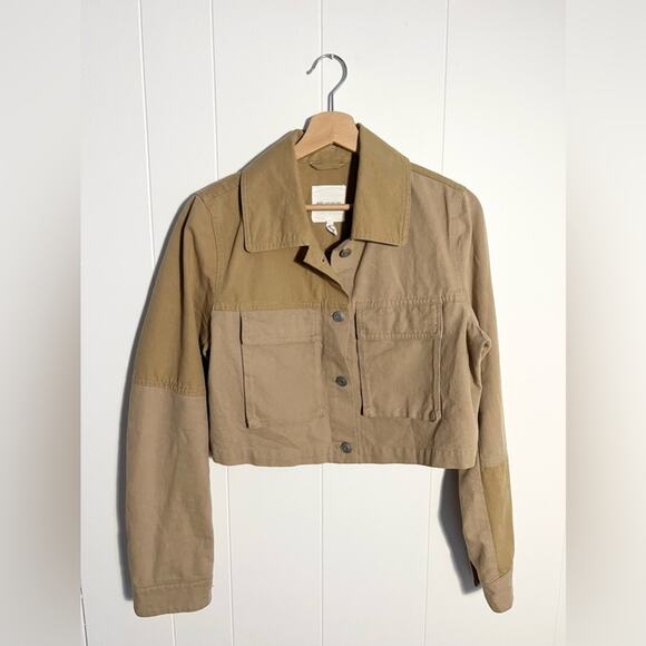 Avec Les Filles cropped tan jacket military neutral utilitarian cargo spring - Picture 2 of 7